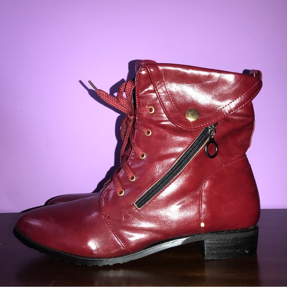 Red Leather Boots — Womens SIZE 11